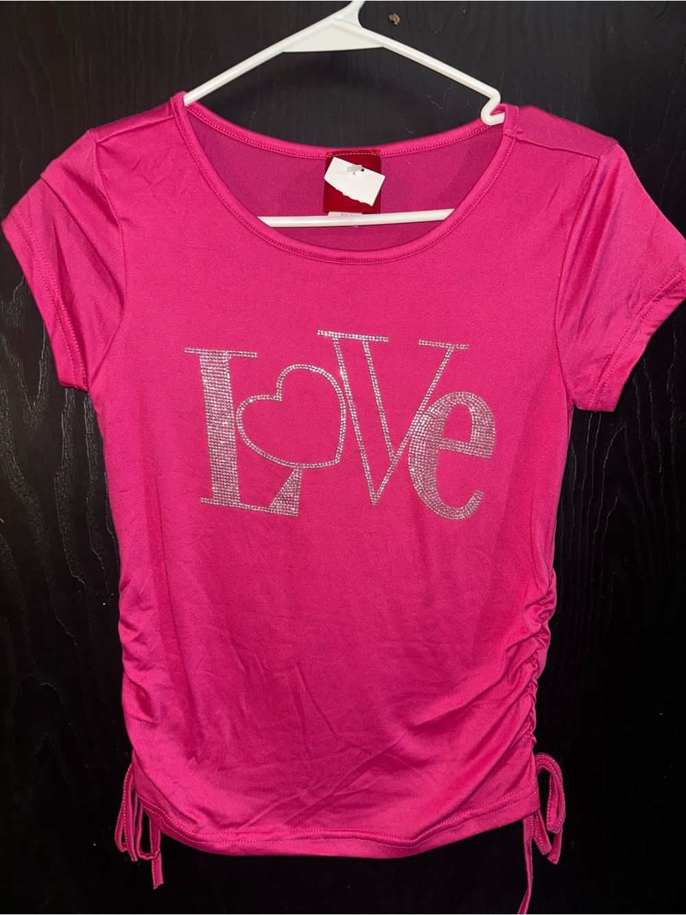 #49 Girls Pink 'Love' Rhinestone Tee